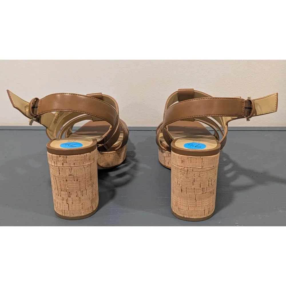 Michael Kors Shoes Womens 7.5 Brown Strappy Cork Platform Sandals NWOB Display